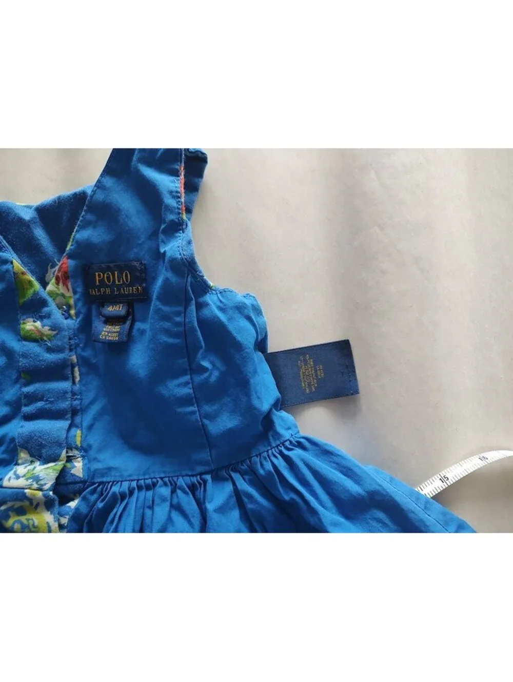 Polo Ralph Lauren Girls Blue Floral Cotton Dress Size 4T